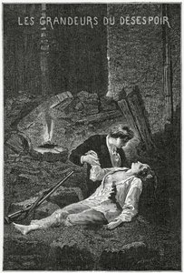 Les Grandeurs du Desespoir - ilustracja z Les Misérables, XIX wiek (grawerunek bw)